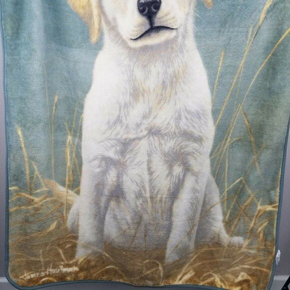 James Hautman Yellow Labrador Retriever Fleece Throw Blanket Northwest Co Puppy - Picture 5 of 9